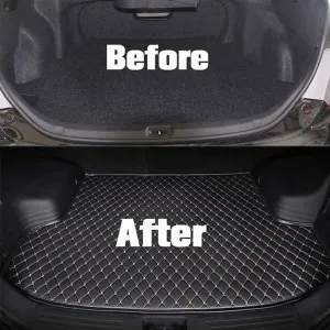 Car Boot Liner Mat for Nissan X-Trail III (T33) 2022 2023 5-seat, Durable Leather Trunk Mats, Dust-Proof Flat Side Waterproof Non-Slip Carpet Lining Cover,B Brown