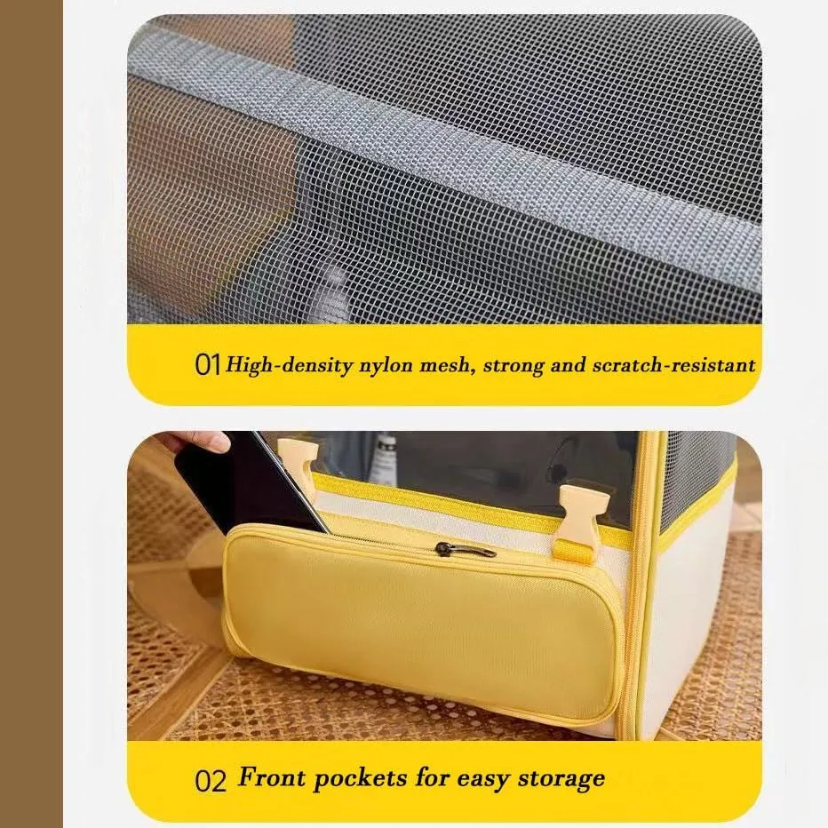 Car Cat Carrier for Honda Accord 2015-2024, Pet Carrier Travel Bag for Small Medium Cats with Mesh Ventilation, Breathable Foldable for Airplane, Car, Vet Visits,Yellow
