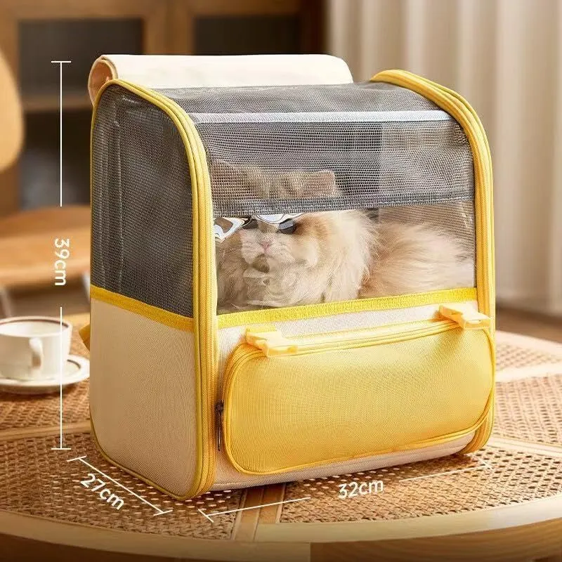 Car Cat Carrier for Toyota Tacoma Xtracab, Pet Carrier Travel Bag for Small Medium Cats with Mesh Ventilation, Breathable Foldable for Airplane, Car, Vet Visits,Yellow