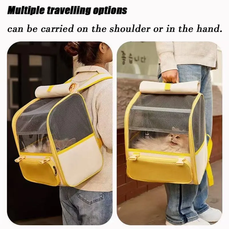Car Cat Carrier for Toyota Tacoma Xtracab, Pet Carrier Travel Bag for Small Medium Cats with Mesh Ventilation, Breathable Foldable for Airplane, Car, Vet Visits,Yellow
