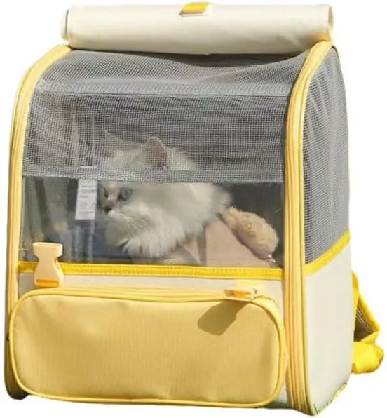 Car Cat Carrier for Toyota Tacoma Xtracab, Pet Carrier Travel Bag for Small Medium Cats with Mesh Ventilation, Breathable Foldable for Airplane, Car, Vet Visits,Yellow