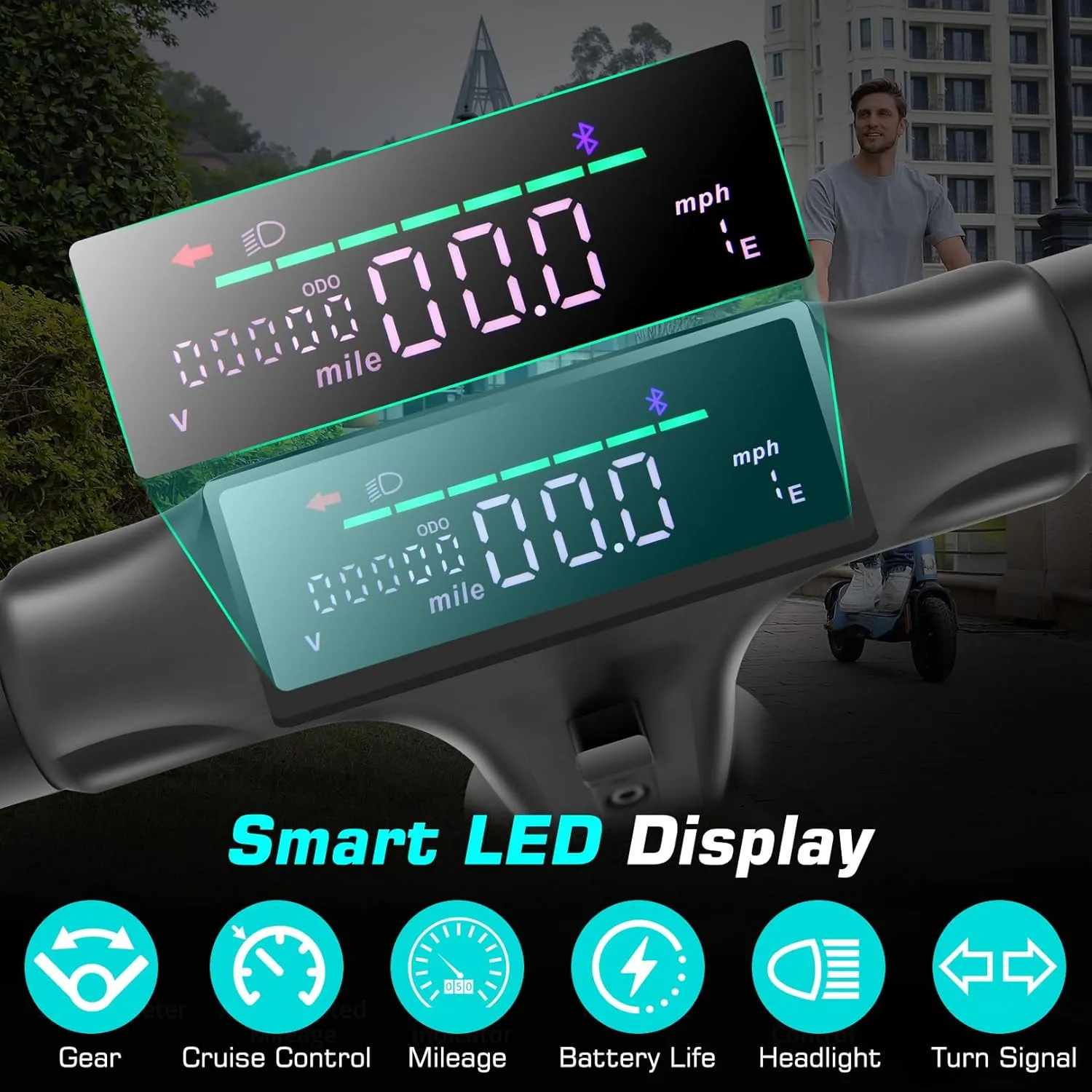 Caroma Electric Scooter Adults, 850W Motor, Max 36 Mph & 30-37 Miles Long Range, 10 Inch Run-Flat Tires, Folding E-Scooter with Dual Motor and Dual Brakes, Smart Control