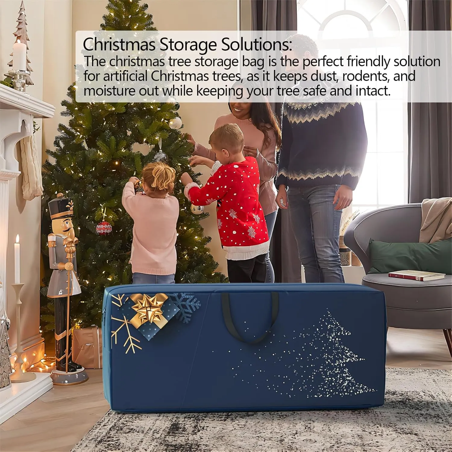 Christmas Tree Storage Bag - 7.5 ft Heavy Duty 600D Polyester Oxford with Wide Opening, Dual Zippers - Storage Container for Trees and Decorations