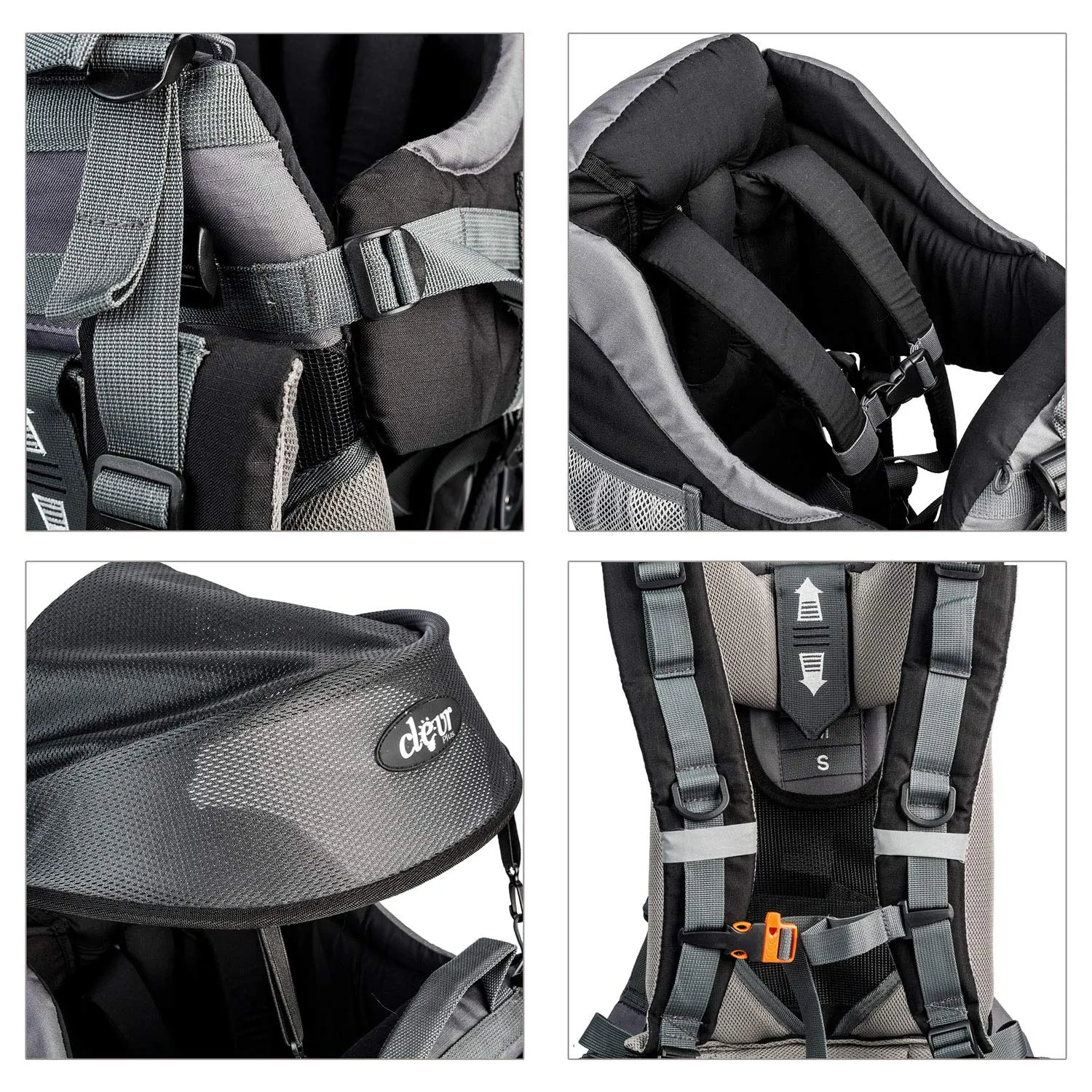 ClevrPlus Canyonero Camping Baby Backpack Hiking Kid Toddler Child Carrier with Stand and Sun Shade Visor, Black