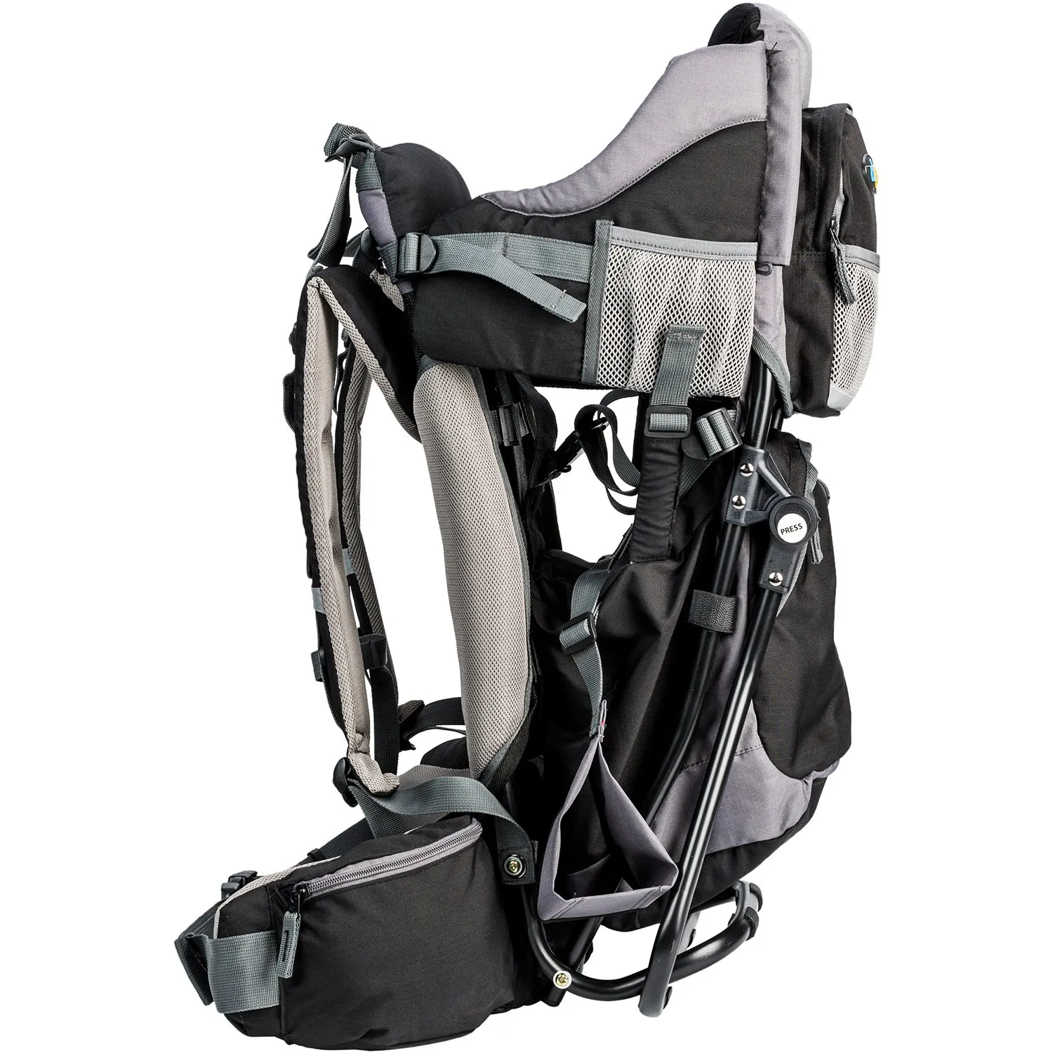 ClevrPlus Canyonero Camping Baby Backpack Hiking Kid Toddler Child Carrier with Stand and Sun Shade Visor, Black