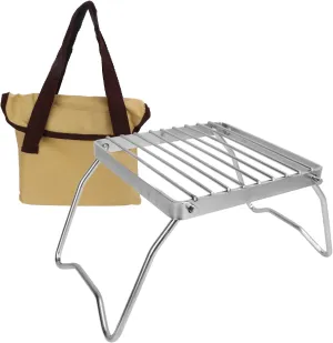 Collapsible Camping Stove Grill Folding Campfire Grill Portable Stainless Steel BBQ Rack Foldable Barbecue Grate Convenient Outdoor Cookware with Storage Bag