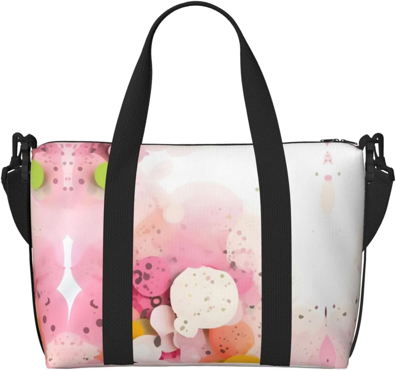 Color fragment paper Hand-held travel bag, messenger casual handbag, suitable for work, travel, fitness, tourism, women's zipper storage bag,
