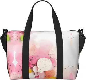 Color fragment paper Hand-held travel bag, messenger casual handbag, suitable for work, travel, fitness, tourism, women's zipper storage bag,