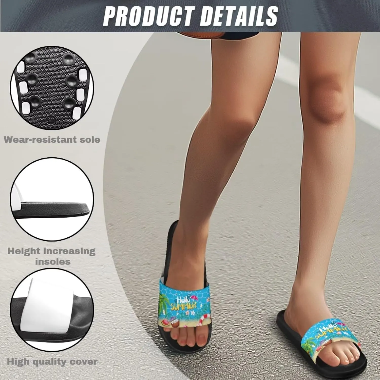Coloranimal Slippers for Women Summer Sandals Slide Sandals with Non Slip Sole Summer Beach Shoes Shower Shoes Lightweight House Slippers