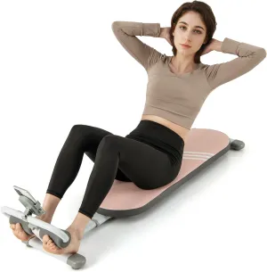 Compact Sit Up Bench, Multi-Functional Flat Bench for Abdominal Muscles Core Strength Training, Adjustable Length & 3-Position Rollers, Folding Abs Workout Equipment for Home Gym Fitness