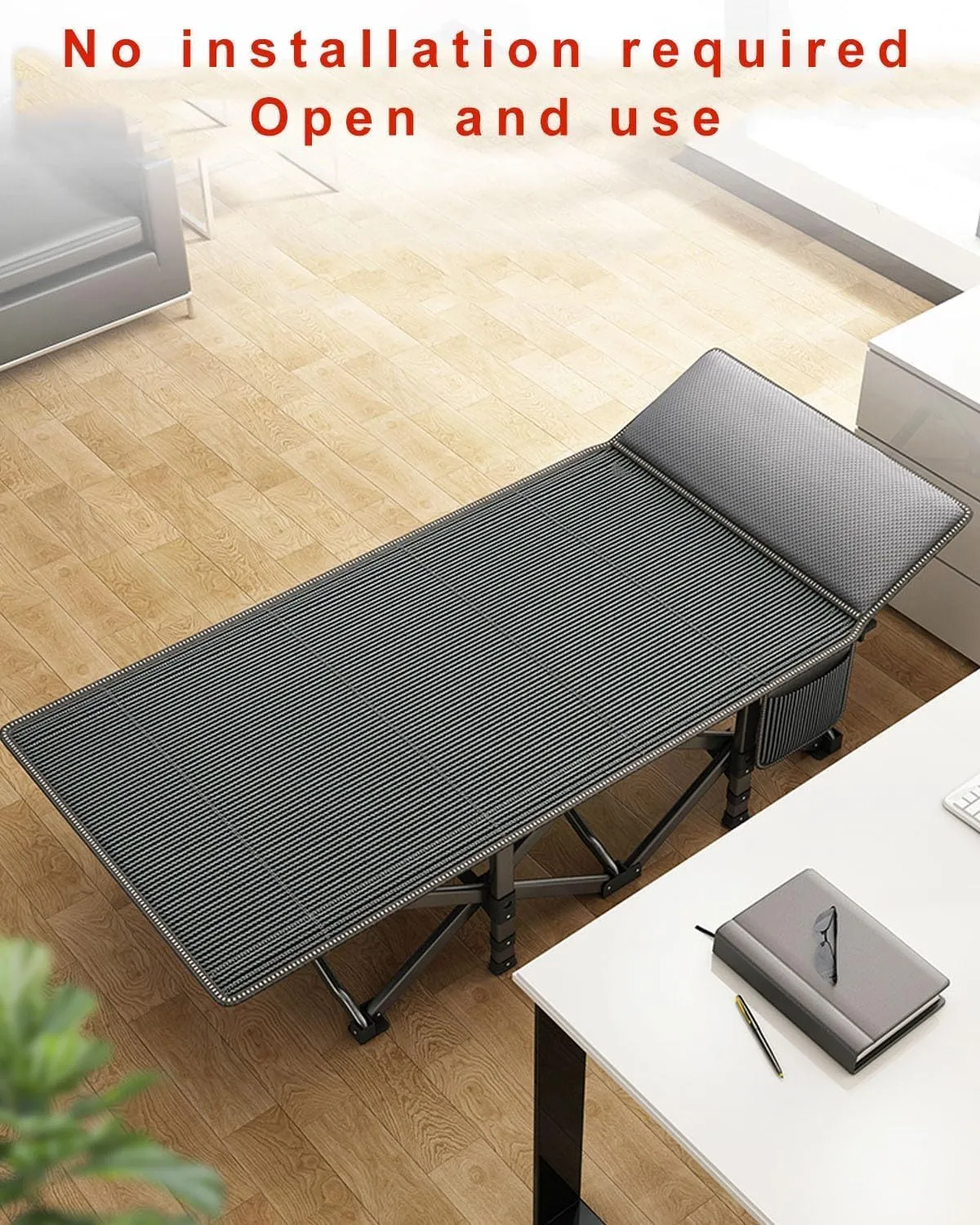Convenient Folding Camping Cot, Heavy Duty Sleeping Cot Bed with Side Pockets, Quick Folding, Guest Bed for Camping, Pool, Beach, Patio(190x71cm)