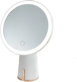 Cosmetic Mirror Nordic Makeup Mirror Desktop LED Light Home Dressing Table Desktop Small Lighted Beauty Dressing Mirror Portable Make Up Mirrors (Color : B) (B)