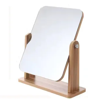 Cosmetic Mirror Vanity Mirror Desktop Wooden Vanity Mirror Rotatable Single-Sided Vanity Mirror Wooden Rectangular Vanity Mirror Portable Dressing Table Mirror (Color : One Color (One Color Small)