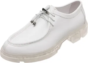 DALGALA Women's White Calfskin Big Size Handmade Oxford Derby Platform Women's Oxfords Comfortable Dressy Slip On, Lace Up Casual Work Business Dress Office,Flat Wedding Shoes