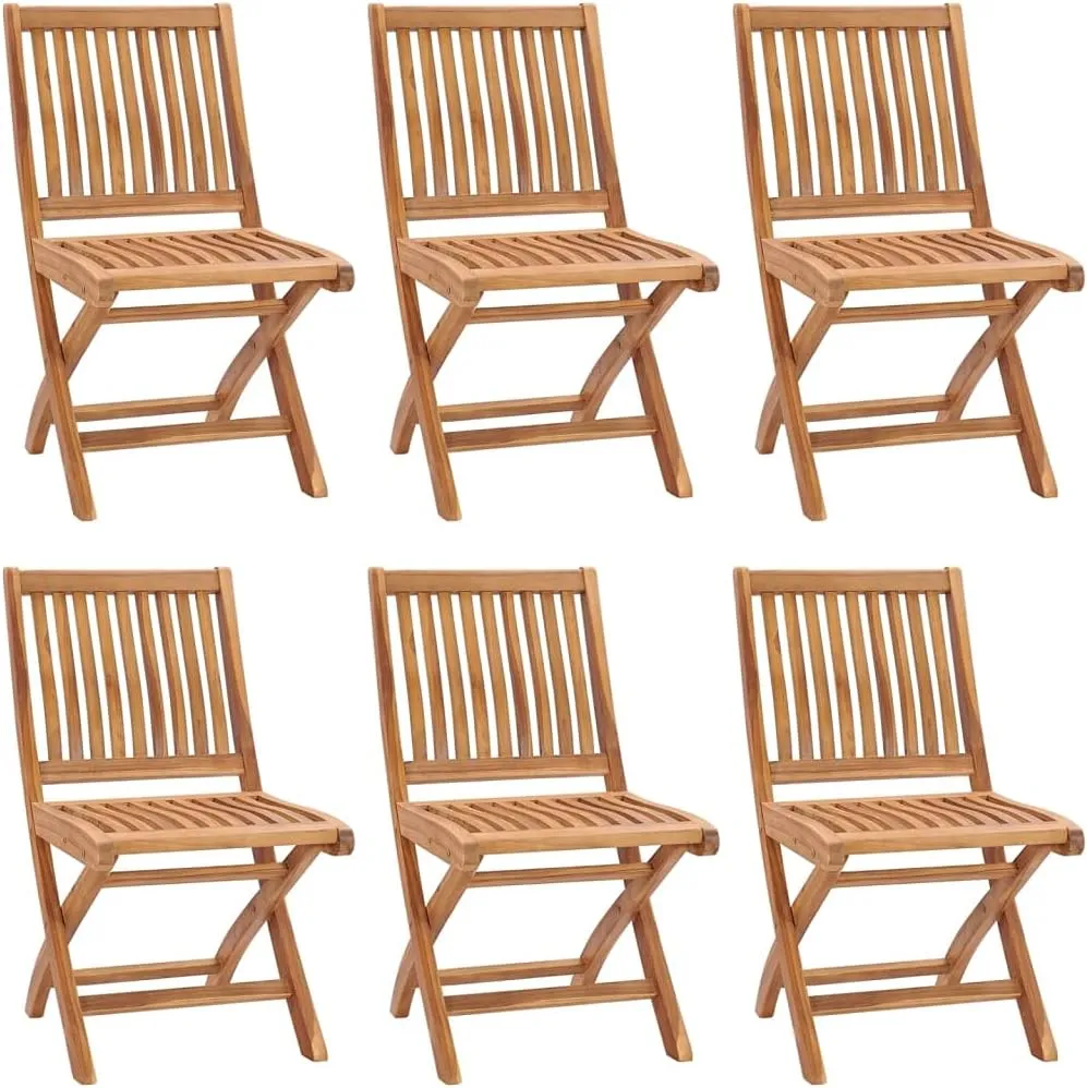 Dinning Chairs Camping Chair Beach Chair Comfortable Chair - Folding Patio Chairs with Cushions 6 pcs Solid Teak Wood for Terrace Garden Outside Park