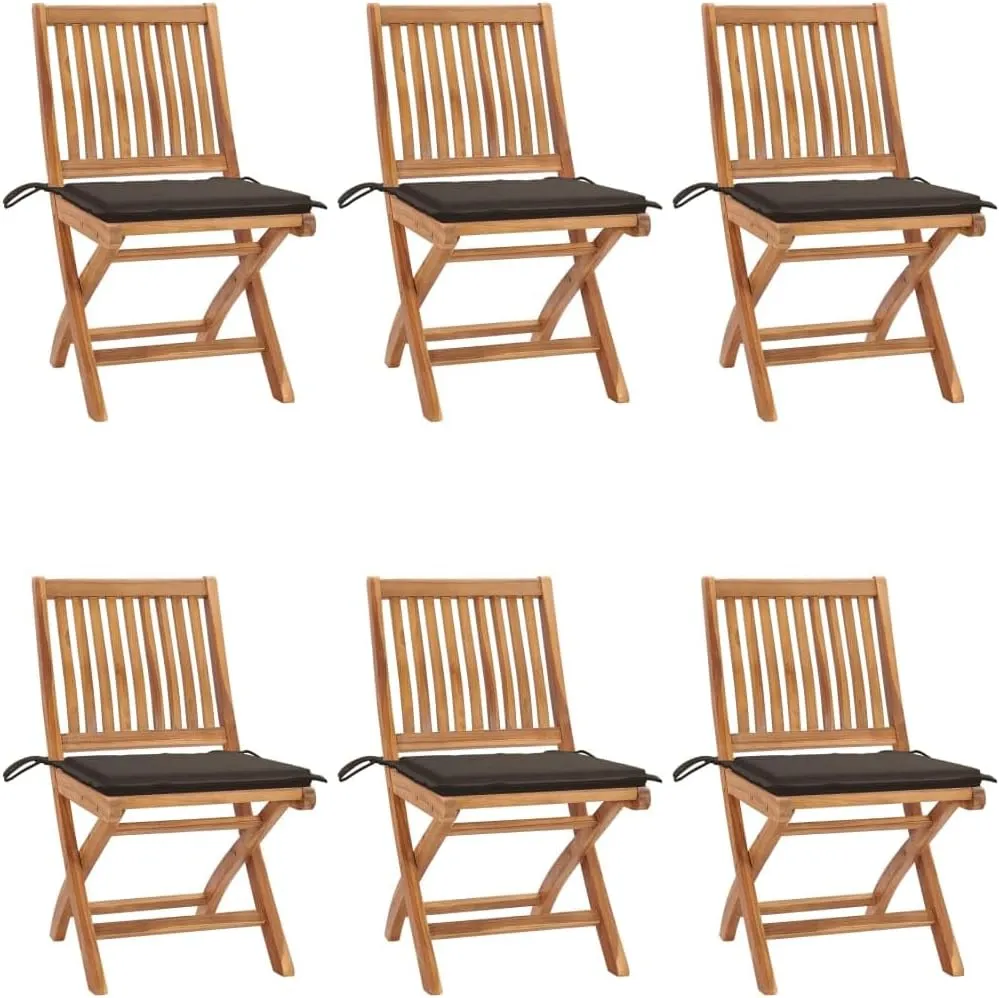 Dinning Chairs Camping Chair Beach Chair Comfortable Chair - Folding Patio Chairs with Cushions 6 pcs Solid Teak Wood for Terrace Garden Outside Park