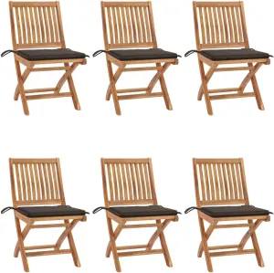 Dinning Chairs Camping Chair Beach Chair Comfortable Chair - Folding Patio Chairs with Cushions 6 pcs Solid Teak Wood for Terrace Garden Outside Park