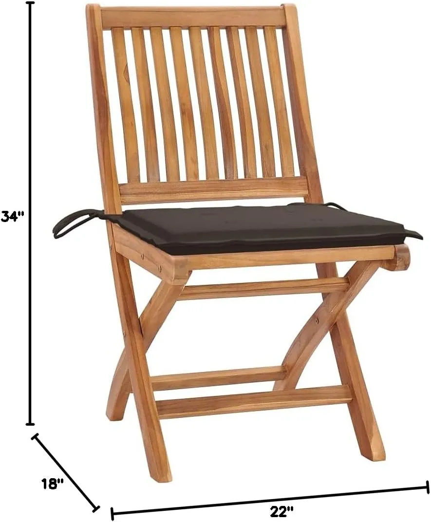 Dinning Chairs Camping Chair Beach Chair Comfortable Chair - Folding Patio Chairs with Cushions 6 pcs Solid Teak Wood for Terrace Garden Outside Park