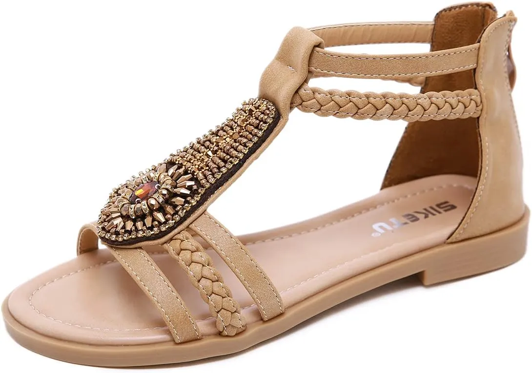 DKCHENH Ethnic Style Women's Summer Casual Vintage Sandals Flat Shoes Outdoor Shoes