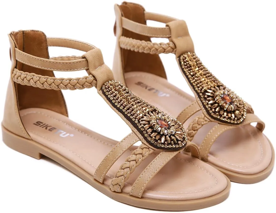 DKCHENH Ethnic Style Women's Summer Casual Vintage Sandals Flat Shoes Outdoor Shoes