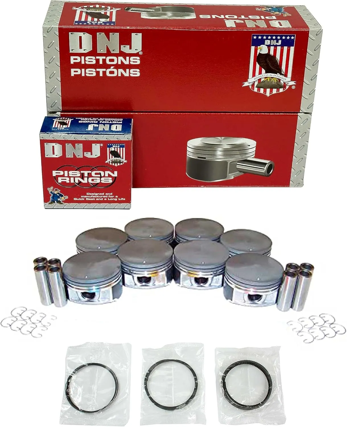DNJ PRK4172 Piston Ring Set Standard for 2004-2014 Ford, Lincoln E-150, E-150 Club Wagon, E-250 5.4L V8 16V SOHC 330cid