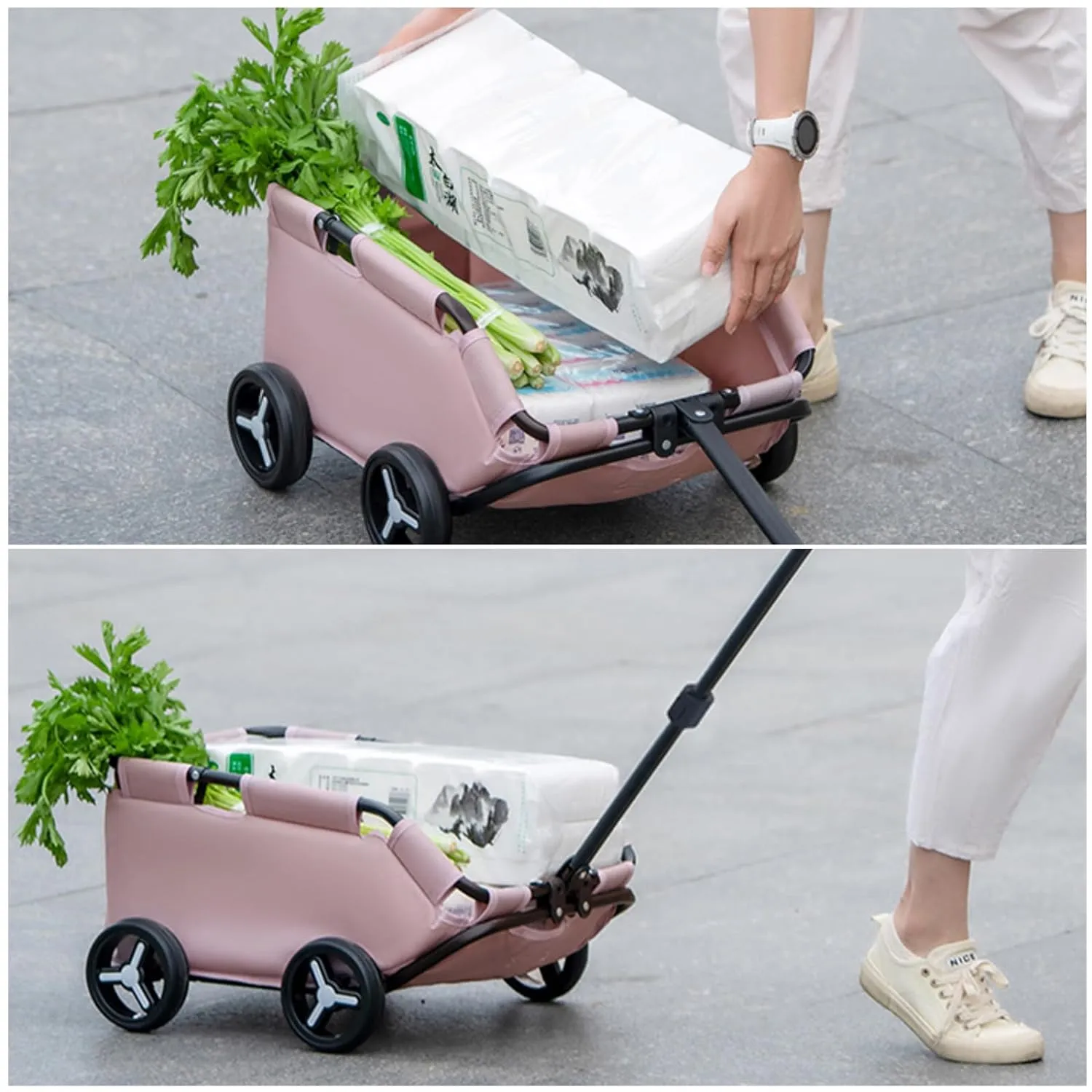 Dog Stroller 4 Wheels Folding Dog Cart Pet Stroller for Travelling Shopping Walking Playing for Small Dogs Cats (Grey)