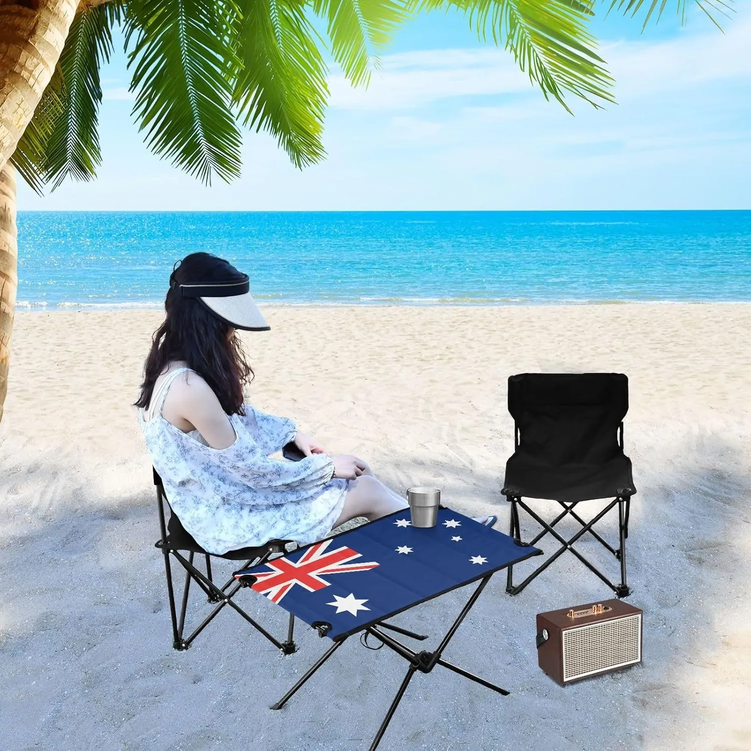 DOMIKING Australia Flag Portable Camping Table Folding Picnic Tables with Carrying Storage Bag Camp Table for Camp Travel Beach 23.6 * 15.6 * 15 in