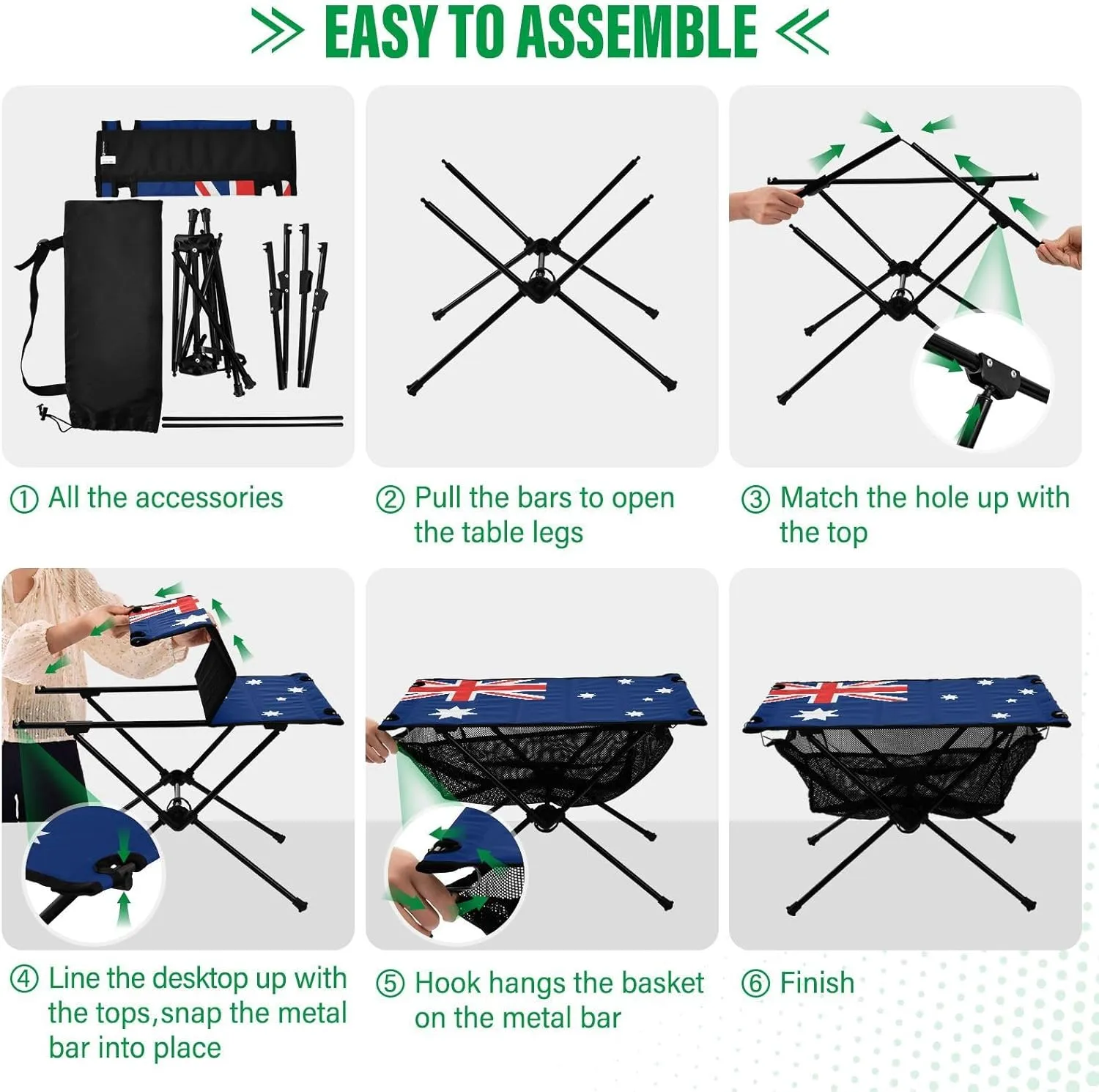 DOMIKING Australia Flag Portable Camping Table Folding Picnic Tables with Carrying Storage Bag Camp Table for Camp Travel Beach 23.6 * 15.6 * 15 in