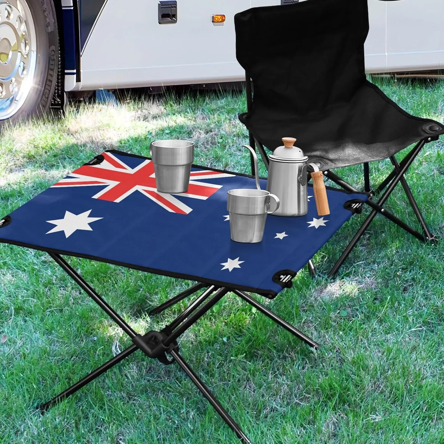 DOMIKING Australia Flag Portable Camping Table Folding Picnic Tables with Carrying Storage Bag Camp Table for Camp Travel Beach 23.6 * 15.6 * 15 in