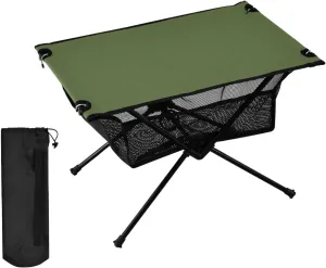 DOMIKING Dark Green Portable Camping Table Folding Picnic Tables with Carrying Storage Bag Camp Table for Camp Travel Beach 23.6 * 15.7 * 15 in