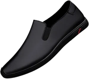 Dress Oxford Formal Shoes for Men's Italian Leather Uniform Slip On Plain Toe Classic Business Party Wedding Heel Non Slip Anti-Slip Low Top Rubber Sole Casual