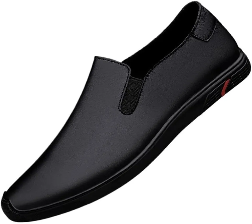 Dress Oxford Formal Shoes for Men's Italian Leather Uniform Slip On Plain Toe Classic Business Party Wedding Heel Non Slip Anti-Slip Low Top Rubber Sole Casual