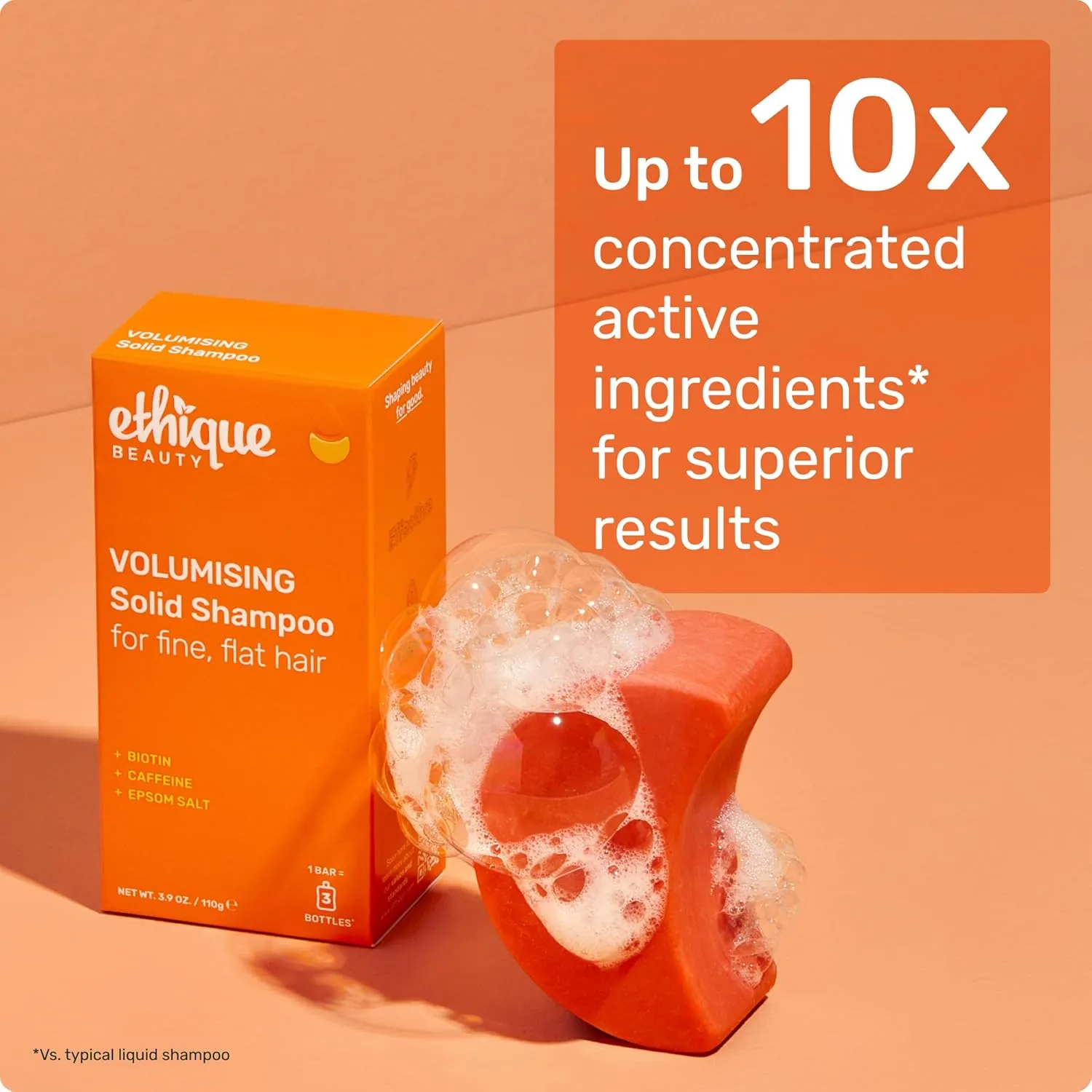 Ethique Volumizing Shampoo Bar with Biotin for thin, fine hair - Plastic-Free, Vegan, Cruelty-Free, 3.88 oz - Formerly Sweet & Spicy - Formerly Sweet & Spicy