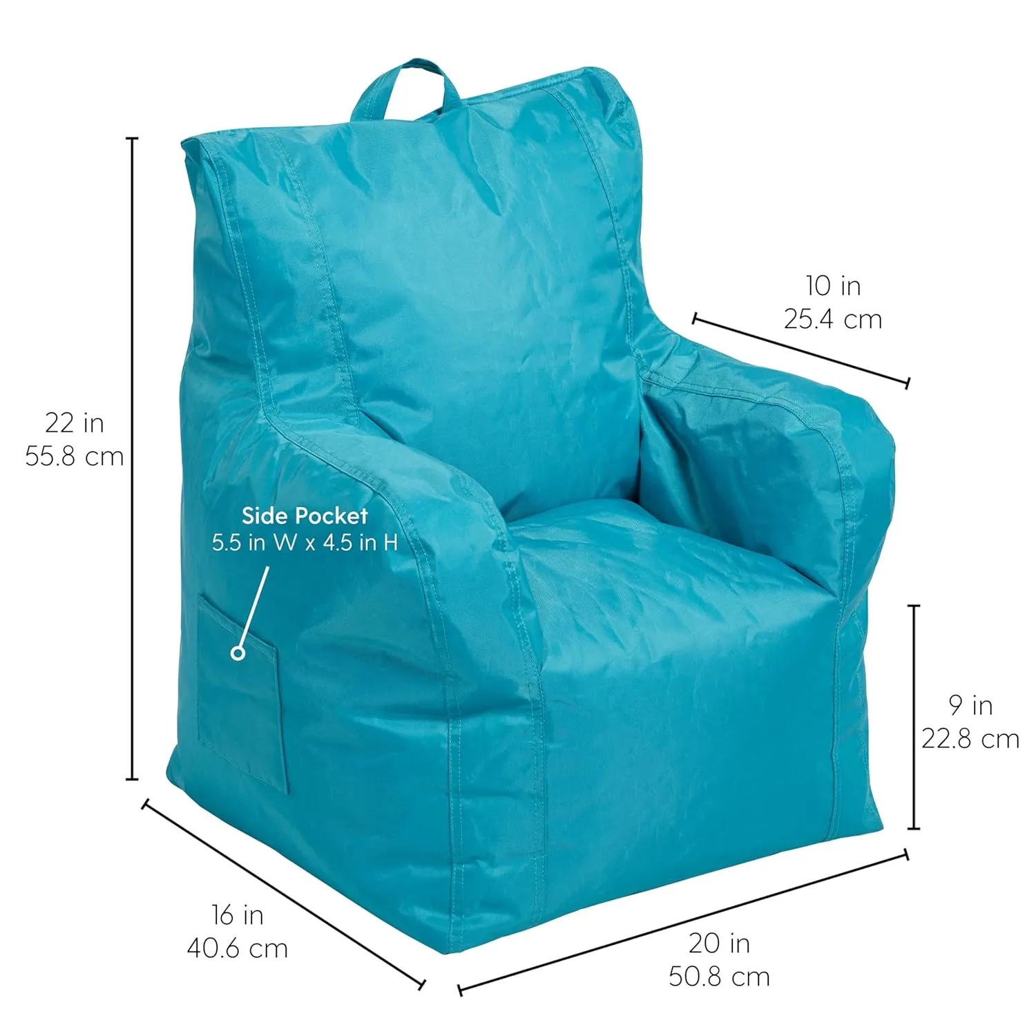 Factory Direct Partners 10483-AQ Cali Little Bear Sack Bean Bag Chair, Dirt-Resistant Coated Oxford Fabric - Aqua