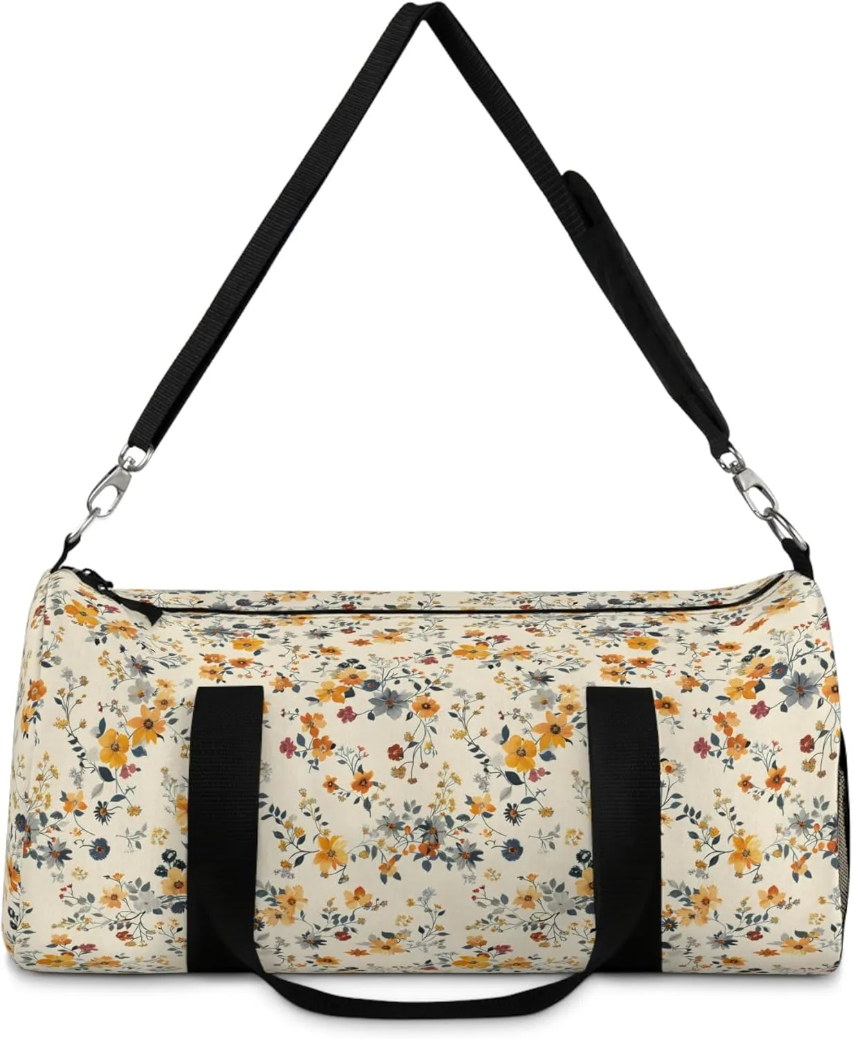 Floral Duffel Bag – Stylish Travel & Gym Bag in Vibrant Flower Print – Durable Polyester Canvas, Adjustable Strap