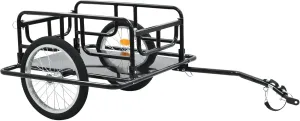 Foldable Bike Cargo Trailer, Bike Cargo Storage Cart and Luggage Trailer with Hitch, Heavy Duty Utility Cargo Trailer w/Wheels Bike Wagon Cart for Stuff, Groceries, Luggage, 110lbs Max Load