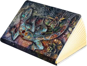 Folding Book Lamp, Rechargeable Decorative Books Light,Color Changing Lamp,Lizard Embossed Mood Lighting, Gift Ideas for Book Lovers and Children