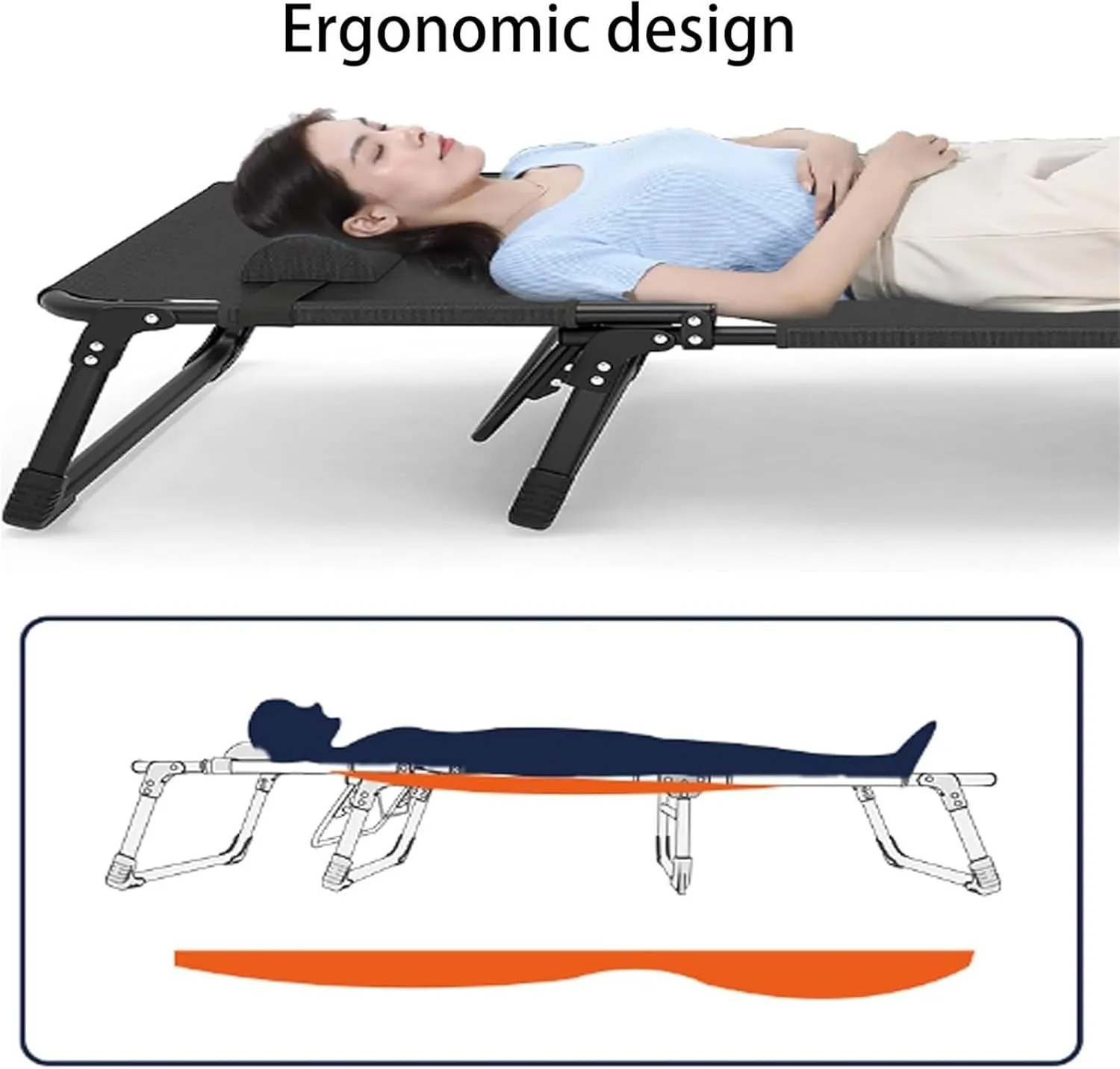 Folding Camping Cot,Camping Cot for Adults, Portable Fold Up Guest Bed with Sturdy Steel Frame 4 Position Adjustable for Indoor & Outdoor Activity(Grey,190 * 68 * 30cm)