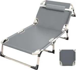 Folding Camping Cot,Camping Cot for Adults, Portable Fold Up Guest Bed with Sturdy Steel Frame 4 Position Adjustable for Indoor & Outdoor Activity(Grey,190 * 68 * 30cm)
