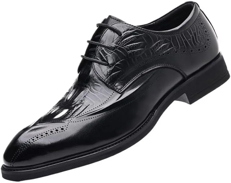 Formal Shoes for Men Men's Comfort Orthopedic Oxford Leather Dress Shoes Classic British Style Pointed Toe Brogue Flats Casual Business Formal & Wedding Shoes for Men
