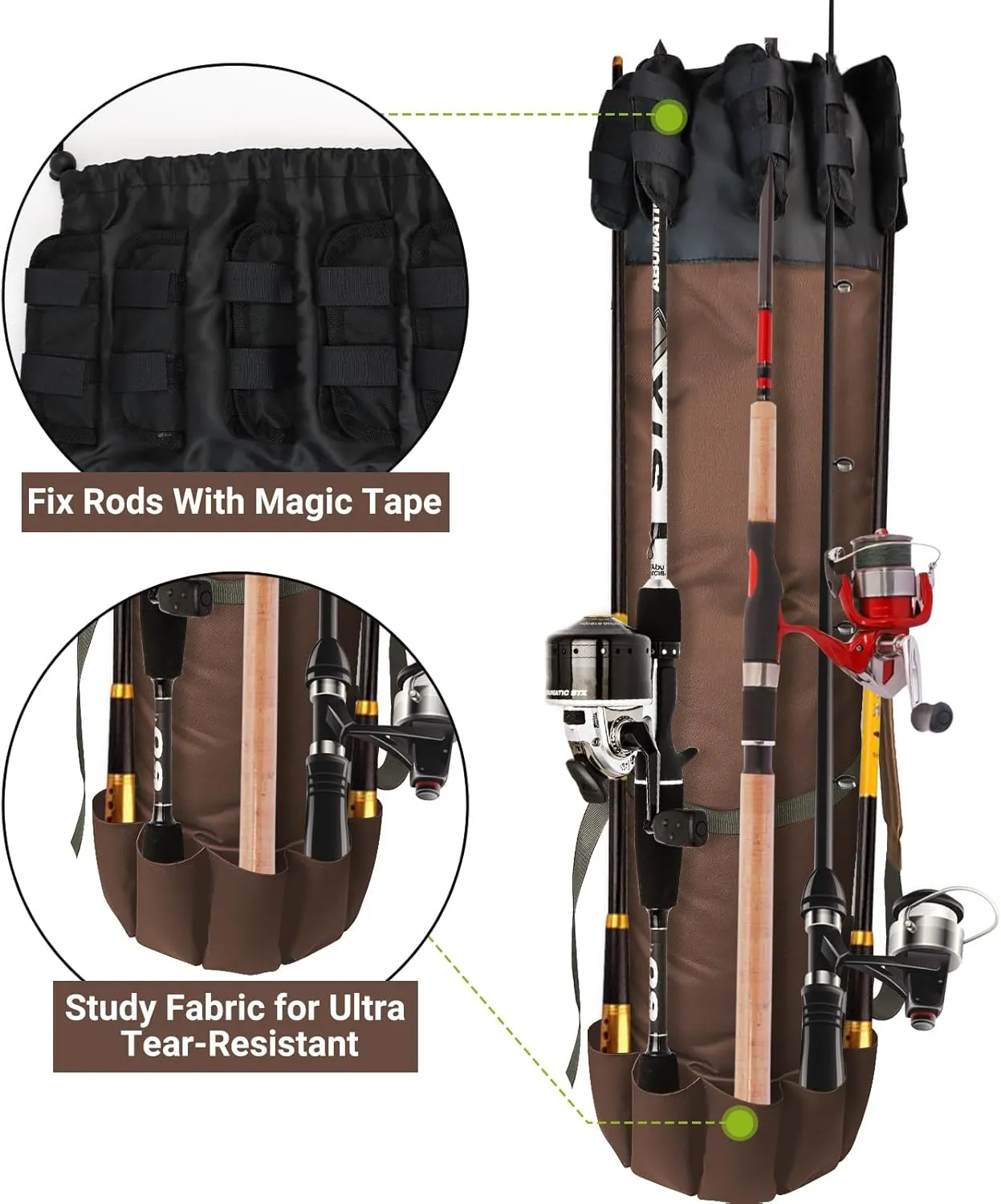 FOUUAAOOU Fishing Rod Bag, Fish Pole Case Bag with Durable Folding Oxford Fabric, Portable Fishing Gear for Men Fishing Gifts (Coffee)
