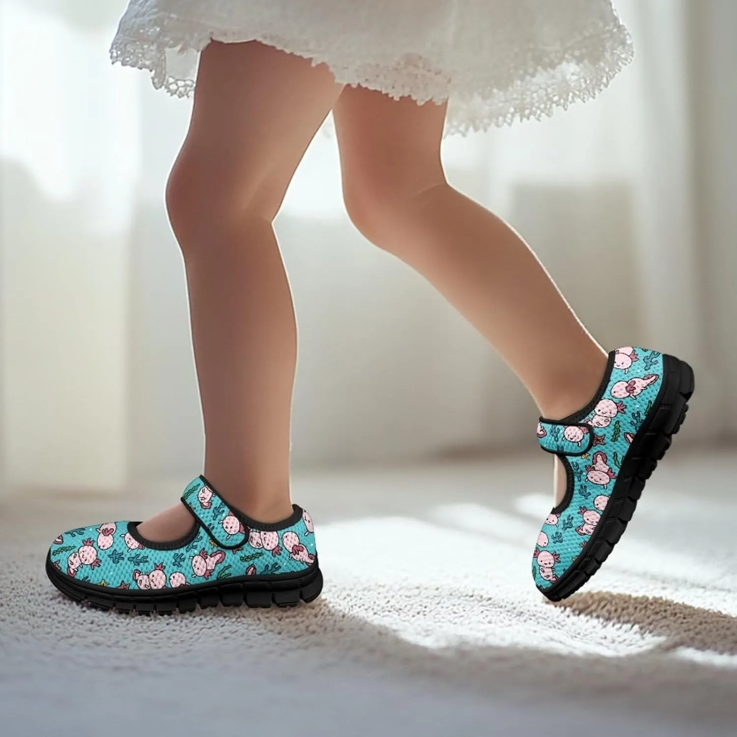 Girls Axolotl Mary Jane Dress Shoes Glitter Ballerina Princess Flat for Wedding, Party, Birthday US 11-2.5