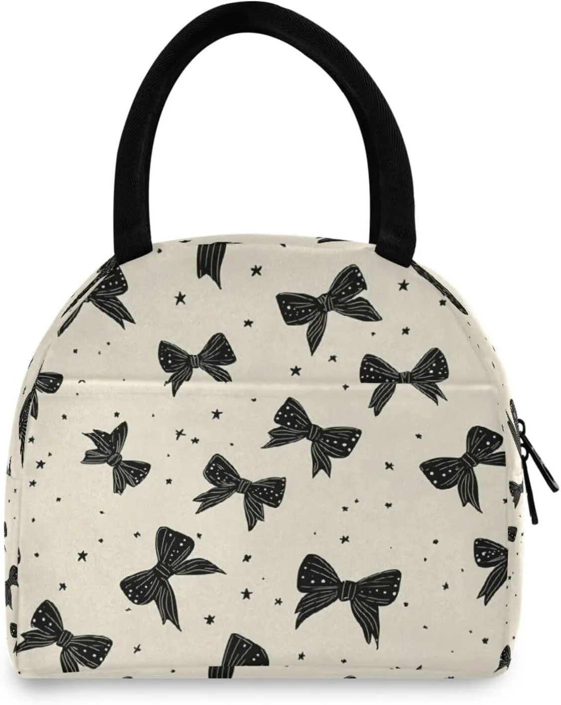 Graffiti Black Bow Women's Lunch Bag Men's Insulated Lunch Box Unisex Reusable Lunch Box Cooler Bag For Work Office Travel Picnic