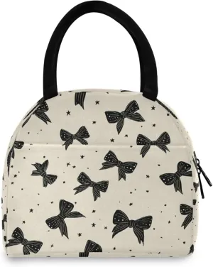 Graffiti Black Bow Women's Lunch Bag Men's Insulated Lunch Box Unisex Reusable Lunch Box Cooler Bag For Work Office Travel Picnic