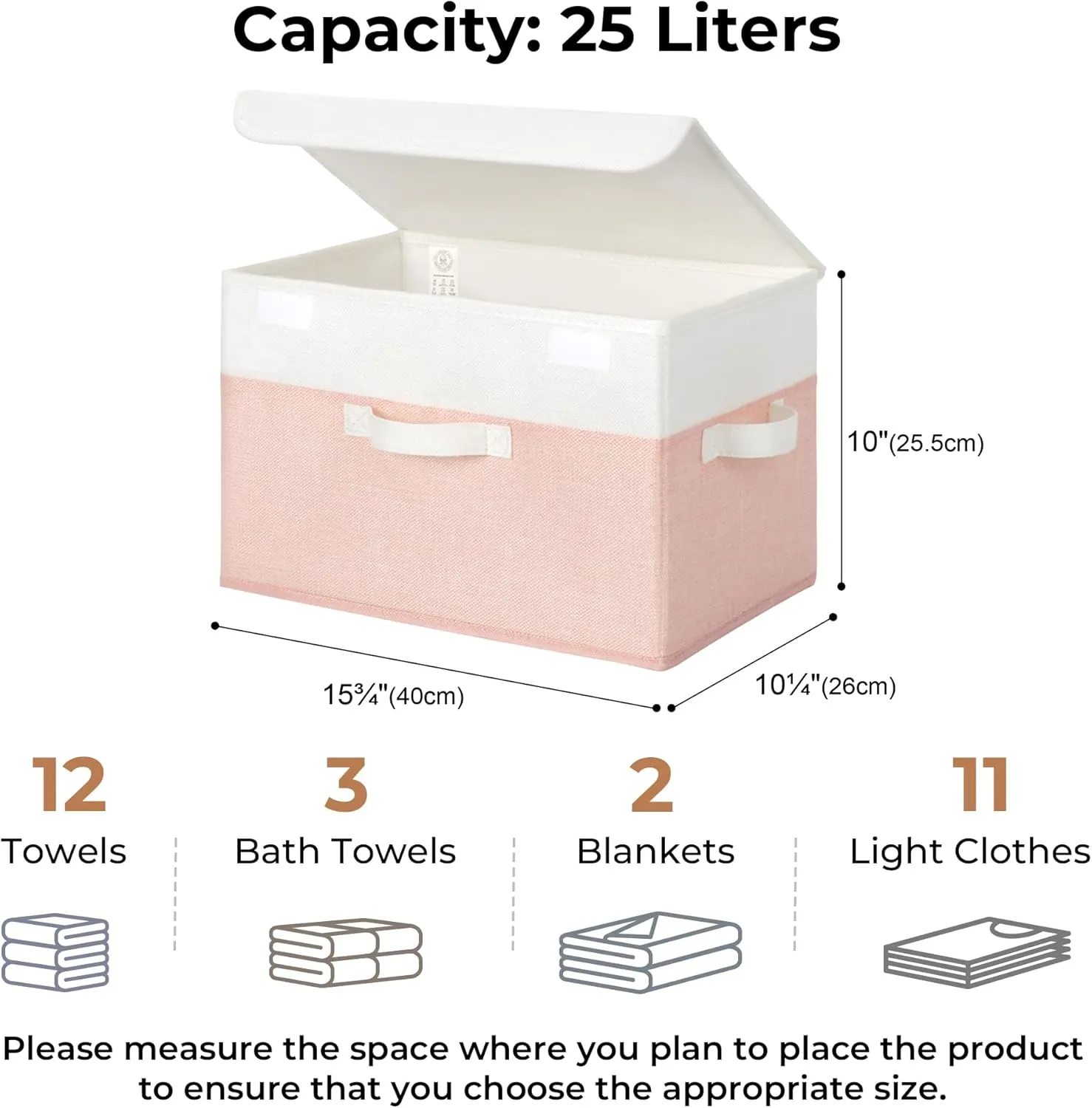 GRANNY SAYS Storage Bins With Lids, Decorative Boxes, Clothes Baskets for Shelves, Closet Organizer, Collapsible, 2-Pack