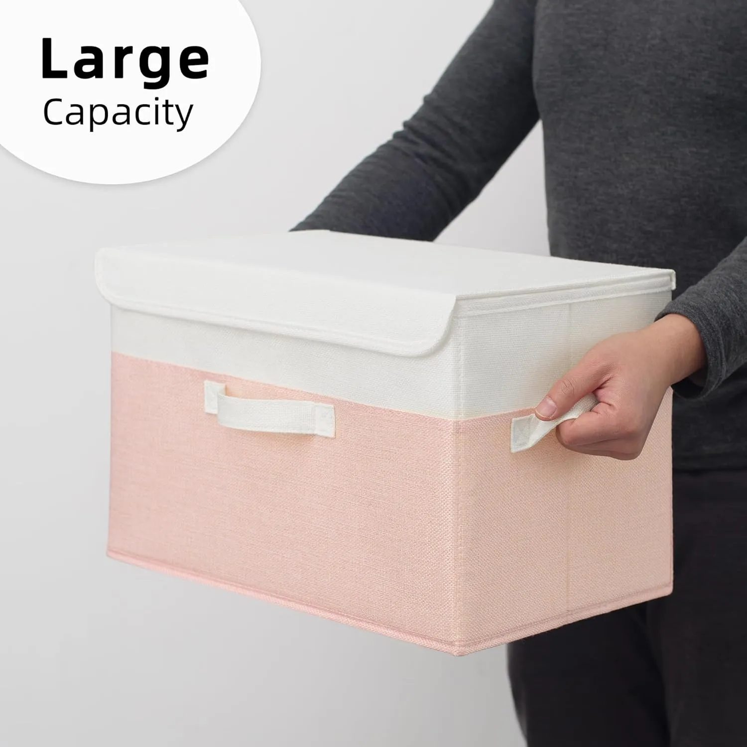 GRANNY SAYS Storage Bins With Lids, Decorative Boxes, Clothes Baskets for Shelves, Closet Organizer, Collapsible, 2-Pack