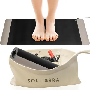 Grounding Mat for Feet - Foldable Earthing Grounding Mat for Bed with Tester Pen & Cord - Lightweight PMF Pad for Sleep, Meditation, office, Yoga & Stress Relief - Canvas Bag, Moonlight Mist