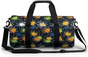 Gym Bag 17in for Men Women, Waterproof Foldable Sports Organizer, Durable Workout Travel Duffle Bag, Color Burst Spray-44