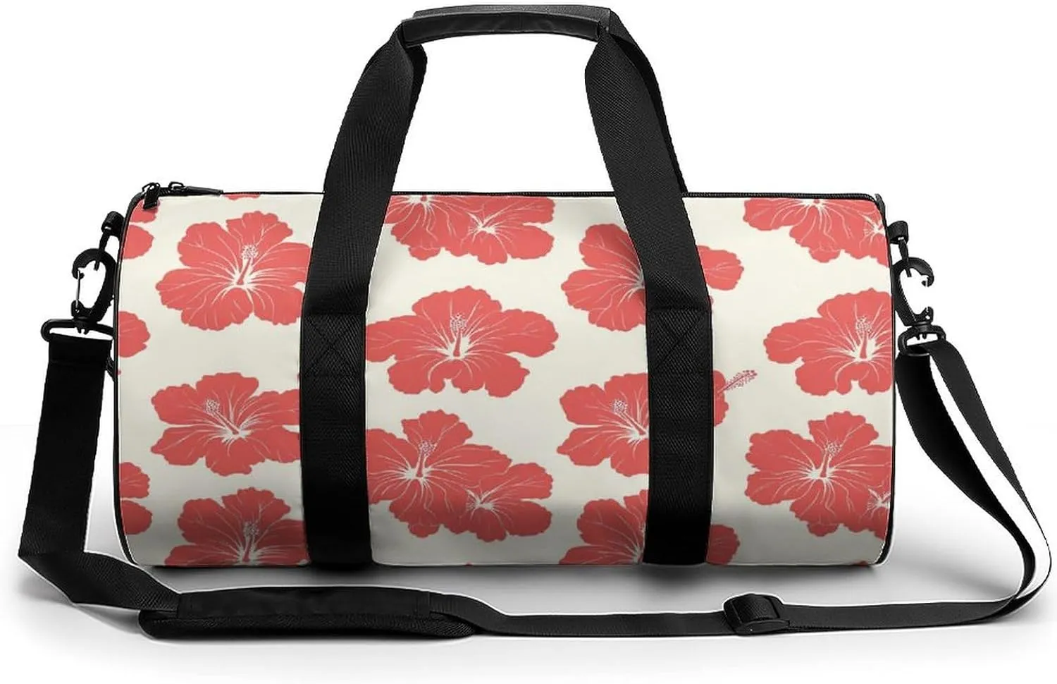 Gym Bag 17in for Men Women, Waterproof Foldable Sports Organizer, Durable Workout Travel Duffle Bag, Hibiscus Petal Design-168