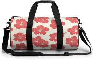 Gym Bag 17in for Men Women, Waterproof Foldable Sports Organizer, Durable Workout Travel Duffle Bag, Hibiscus Petal Design-168